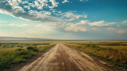 Fototapeta premium straight long road in desert land