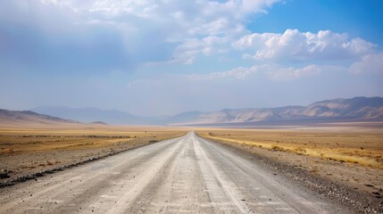 Naklejka premium straight long road in desert land