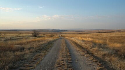 Naklejka premium straight long road in desert land