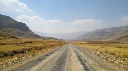 straight long road in desert land