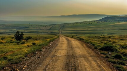 Naklejka premium straight long road in desert land