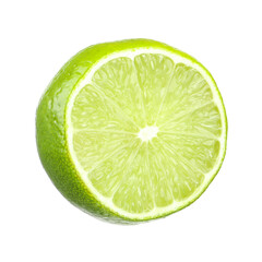 Half of fresh green ripe lime isolated on white