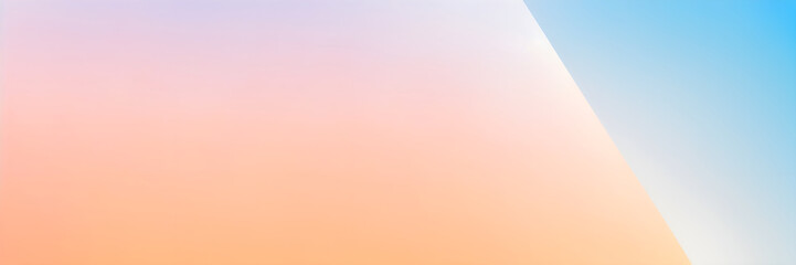 Peach fuzz and light blue gradient background with diagonal linear element and empty space. Soft apricot transition in trendy 2024 color palette.
