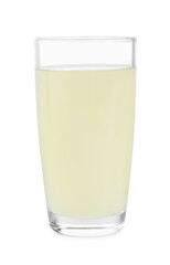 Refreshing lemon juice in glass isolated on white