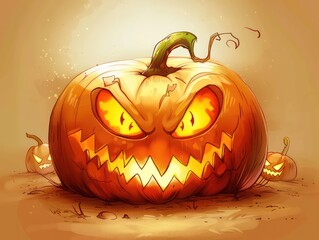 halloween scary evil cartoon pumpkin
