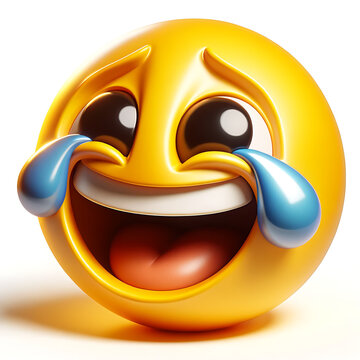 Emoji ROFL 3-d avec larmes, isol&eacute; sur fond blanc