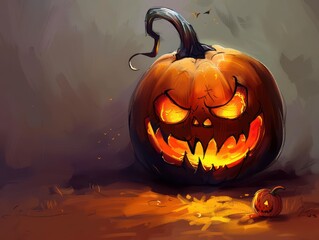 halloween scary evil cartoon pumpkin