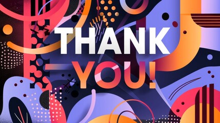 Vibrant Abstract Gratitude Artwork with Bold "Thank You!" Text