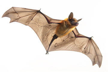 Obraz premium Bat flying on a white background, close-up