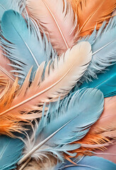 Background of soft and blurred feathers in beautiful colors
