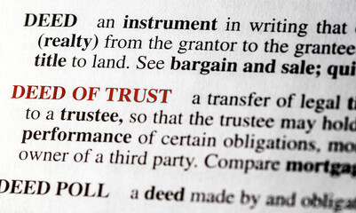 close up photo of the words deed of trust