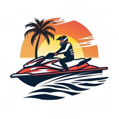 jet ski rentals design logo, white background