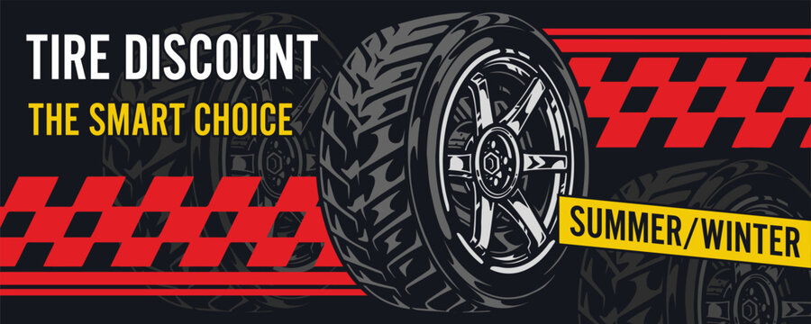 Replacing car tires sticker colorful