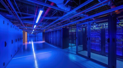 Fototapeta premium blue computer room, super computer clusters