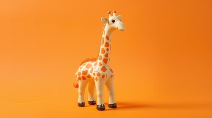 Animal toy. stand in front of clean orange background, --ar 16:9 Job ID: 9786272f-4474-4723-aa68-114e80fe581a