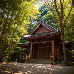 Naklejka premium 鎌倉、日本、旅行、お寺、森、神秘的