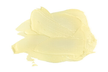 Tasty butter on white background, top view