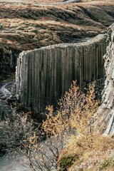 Stuðlagil ravine in Jökuldalur, Múlaþing, Iceland. Columnar basalt rock formations. River...