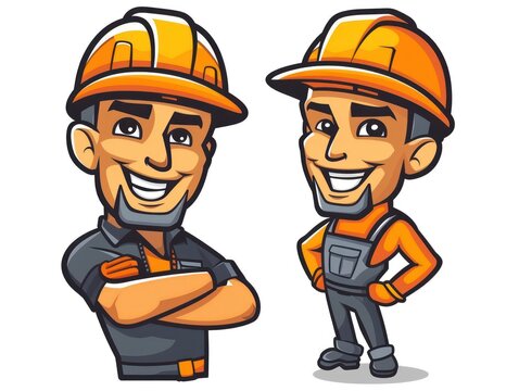 builder mascot with construction hat