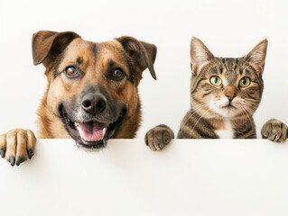 veterinary dog and cat holding clear whiteboard at white background