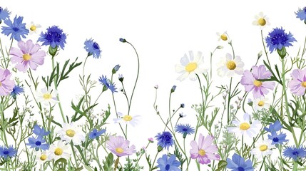 Blooming Beauty: A vibrant collection of wildflowers in full bloom, perfect for backgrounds, wallpapers and floral designs