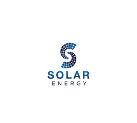 Modern Solar Energy Technology Letter S logo concept design brand icon