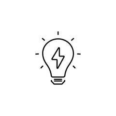 Creative lightbulb sign, symbol, line art, icon, vector art illustration.