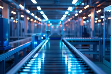 A futuristic AIcontrolled manufacturing facility optimizing production processes, minimizing waste, and ensuring quality control