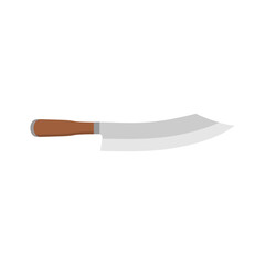 Hakata Bocho or Bunka Bocho. Japanese kitchen knife flat design vector illustration isolated on white background. traditional Japanese kitchen knife with a steel blade and wooden handle.