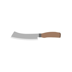 Hakata Bocho or Bunka Bocho. Japanese kitchen knife flat design vector illustration isolated on white background. traditional Japanese kitchen knife with a steel blade and wooden handle.