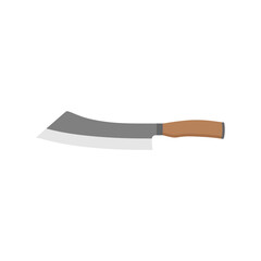 Hakata Bocho or Bunka Bocho. Japanese kitchen knife flat design vector illustration isolated on white background. traditional Japanese kitchen knife with a steel blade and wooden handle.