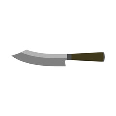 Hakata Bocho or Bunka Bocho. Japanese kitchen knife flat design vector illustration isolated on white background. traditional Japanese kitchen knife with a steel blade and wooden handle.