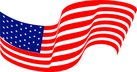 United States of America flags on a transparent background.Memorial Day card set. Modern minimal design.