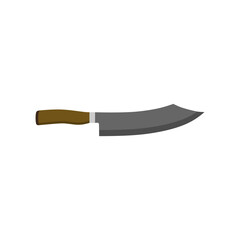Hakata Bocho or Bunka Bocho. Japanese kitchen knife flat design vector illustration isolated on white background. traditional Japanese kitchen knife with a steel blade and wooden handle.