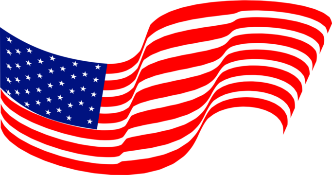 United States of America flags on a transparent background.Memorial Day card set. Modern minimal design.