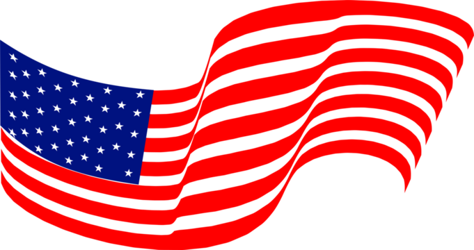 United States of America flags on a transparent background.Memorial Day card set. Modern minimal design.