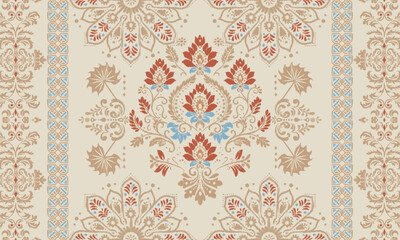 ikat ethnic  seamless pattern in tribal. Beautiful fabric Indian style. Design for background, wallpaper, illustration, fabric, clothing, carpet, textile, batik, embroidery.