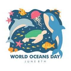vector world oceans day post template