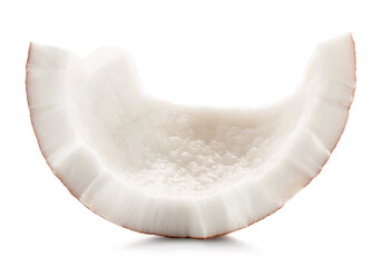 piece of a coconut isolated on the white background. Clipping path