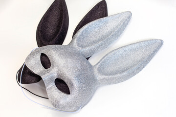 black and silver rabbit/bunny masks isolated on white