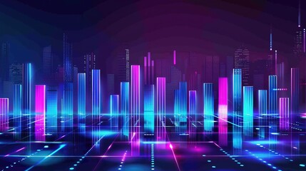 abstract background with equalizer effect neon lights sound wave