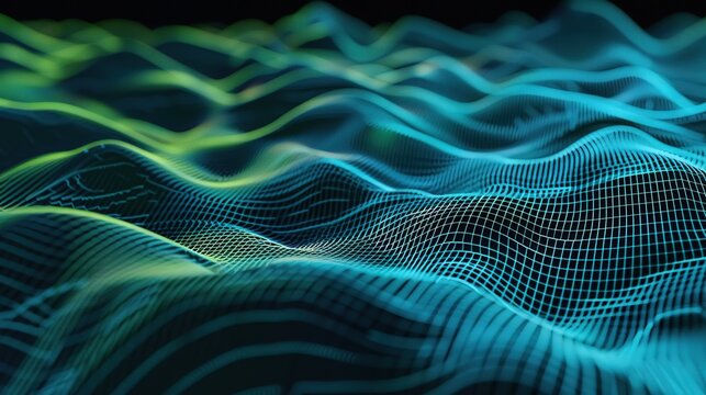 abstract blue green equalizer sound wave pattern element ai generated