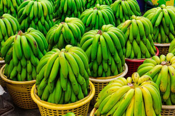 Big bunch of bananas on sale in the market
