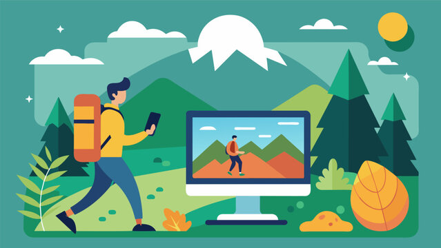 Immerse yourself in the sights and sounds of nature on a guided digital detox hike without the distraction of screens.. Vector illustration
