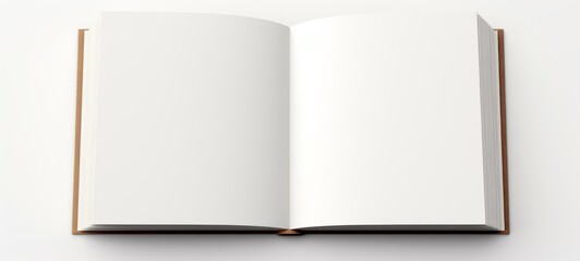 Open book - Close-up of printed single opened empty blank book, isolated on white background