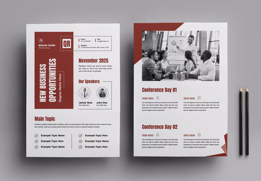 Business Conference Agenda and Program Flyer