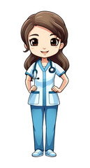 PNG Nurse cartoon white background stethoscope.