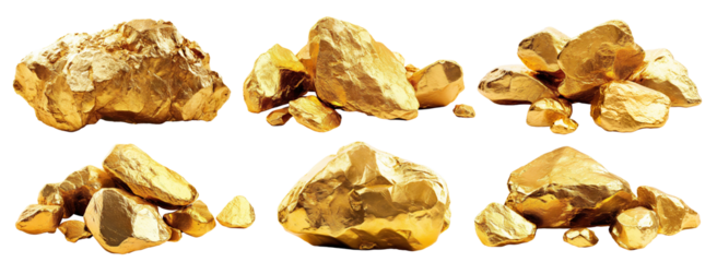 Set of gold nuggets, cut out