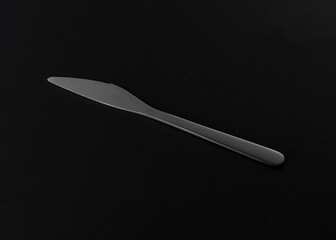 silvel steel knife on a black backgrond