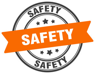 safety stamp. safety label on transparent background. round sign